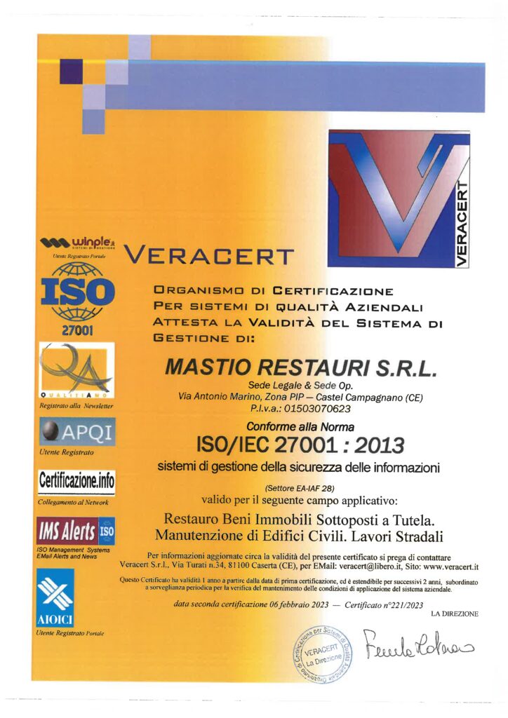 ISO IEC 27001 Della Mastio Restauri S.r.l.